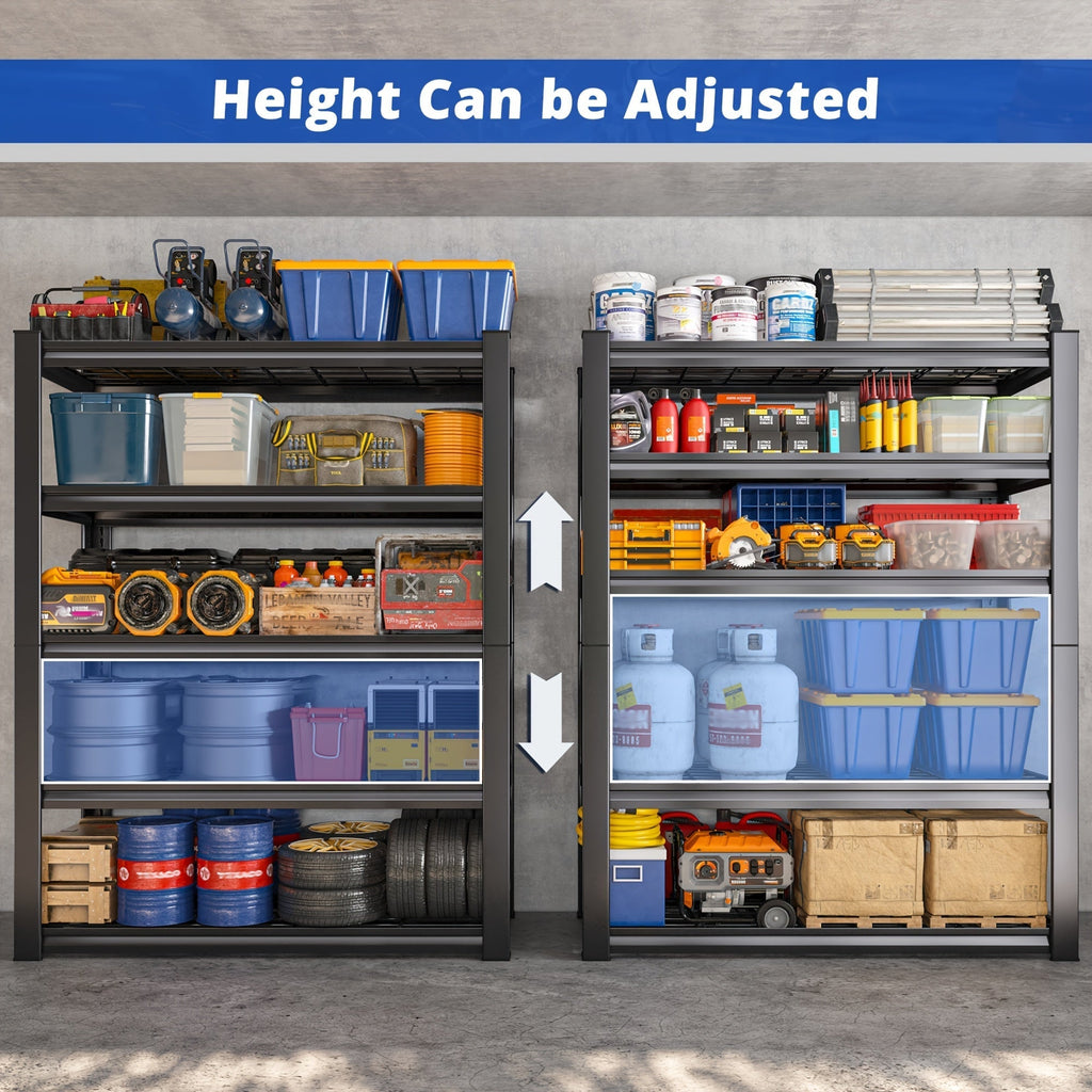 Heavy Duty Metal Shelving Unit, 72-Inch 5-Tier Adjustable Garage Storage Shelf, 3000LBS Capacity Carbon Steel Rack for Garage, Basement, Warehouse, Pantry, Office