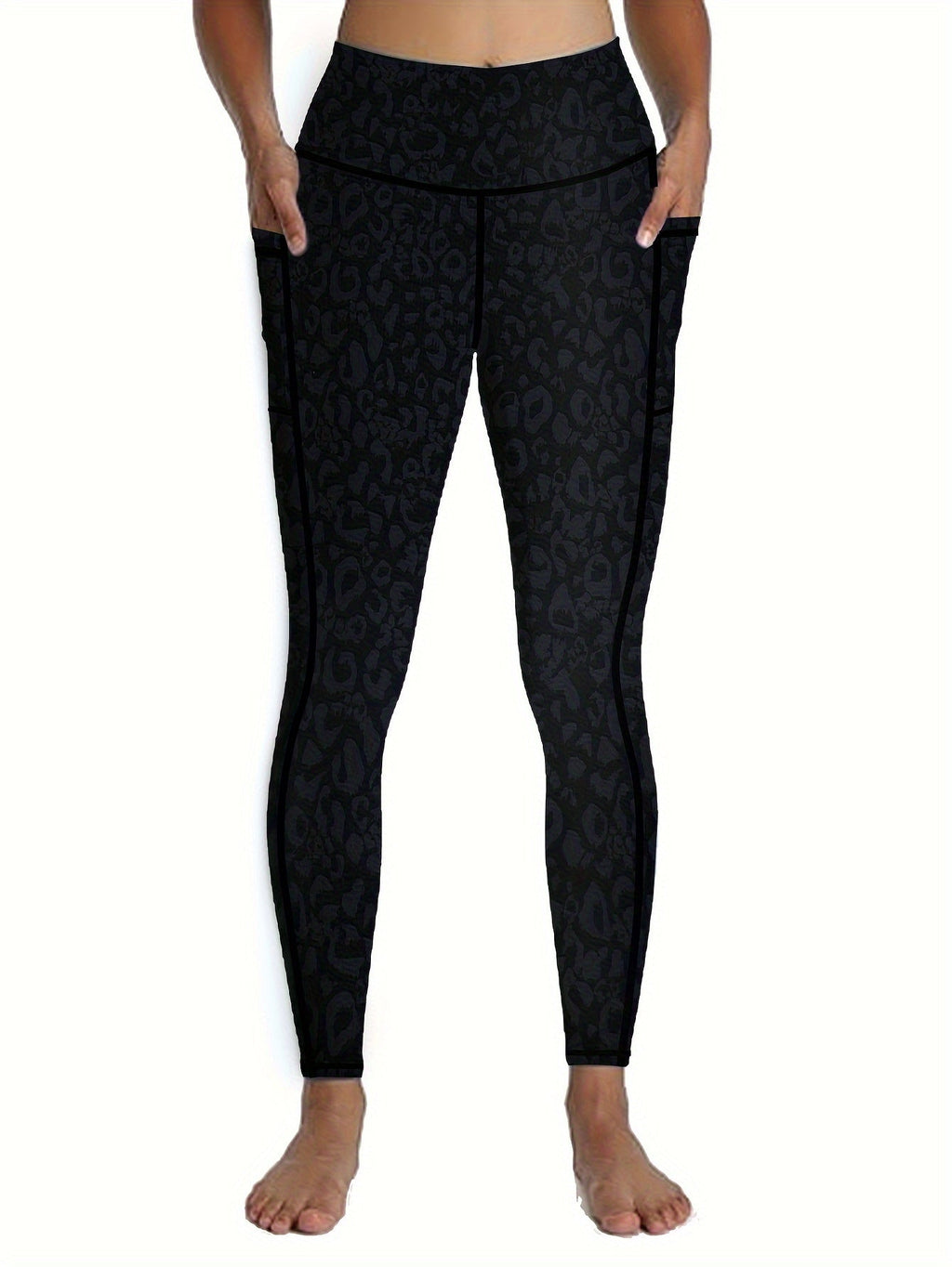 5-Piece Women's Printed Compression Yoga Pants – 7/8 Length Fitness Running Leggings with Leopard, Camo & Solid Patterns, High-Waist Athletic Tracksuit Bottoms for Gym Workout, S-XXL