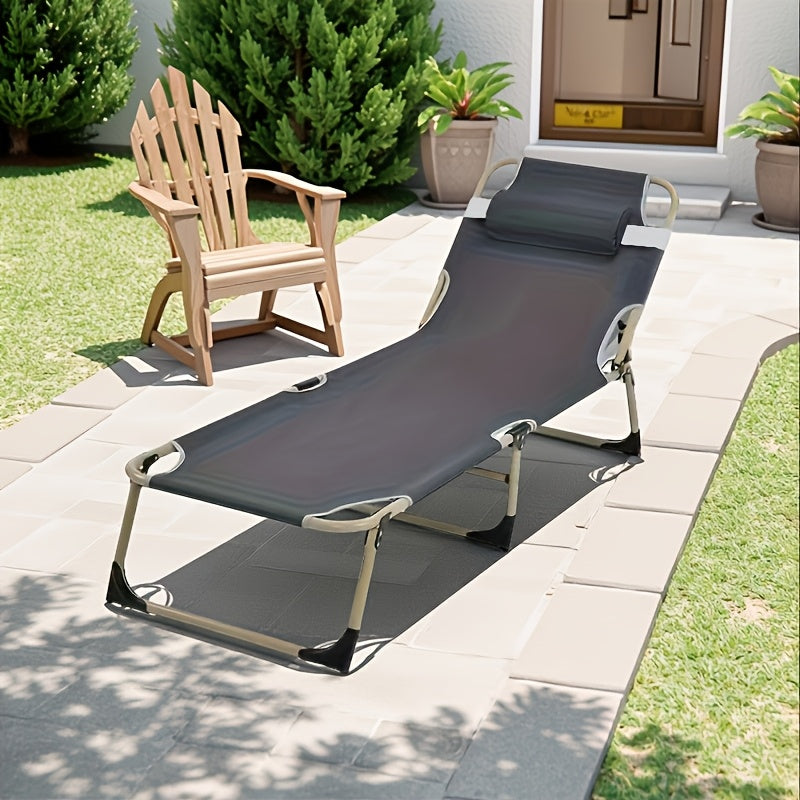 1200D Folding Camping Bed – Portable Outdoor Sleeping Cot Without Mattress for Camping, Beach, Patio, Sunbathing, and Poolside, Durable Oxford Fabric, Easy Setup, Gray