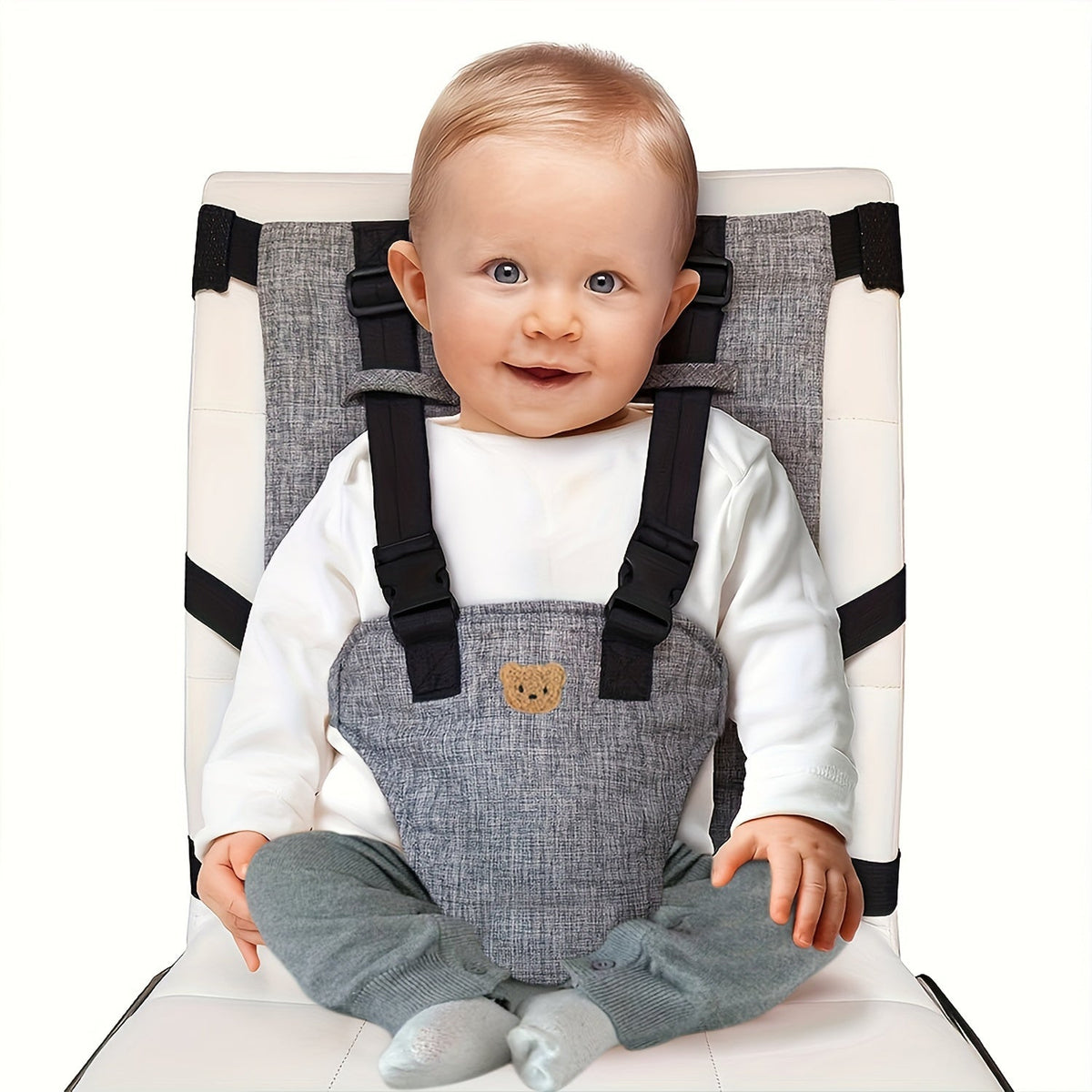 Nordic Style Baby Dining Chair Safety Harness & Seat Belt Strap, Cute Little Bear High Chair Fall Protection Safety Belt for Baby & Toddler Feeding