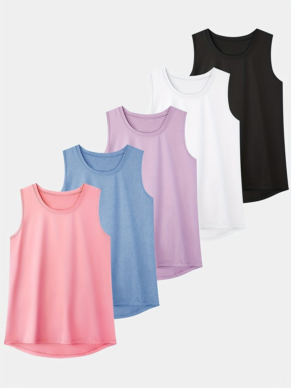 5 Pack Women's Athletic Tank Tops Quick Dry Racerback Design – Breathable Moisture-Wicking Workout Shirts for Fitness Training, Running & Gym, Sizes S-XXL, Mixed Colors
