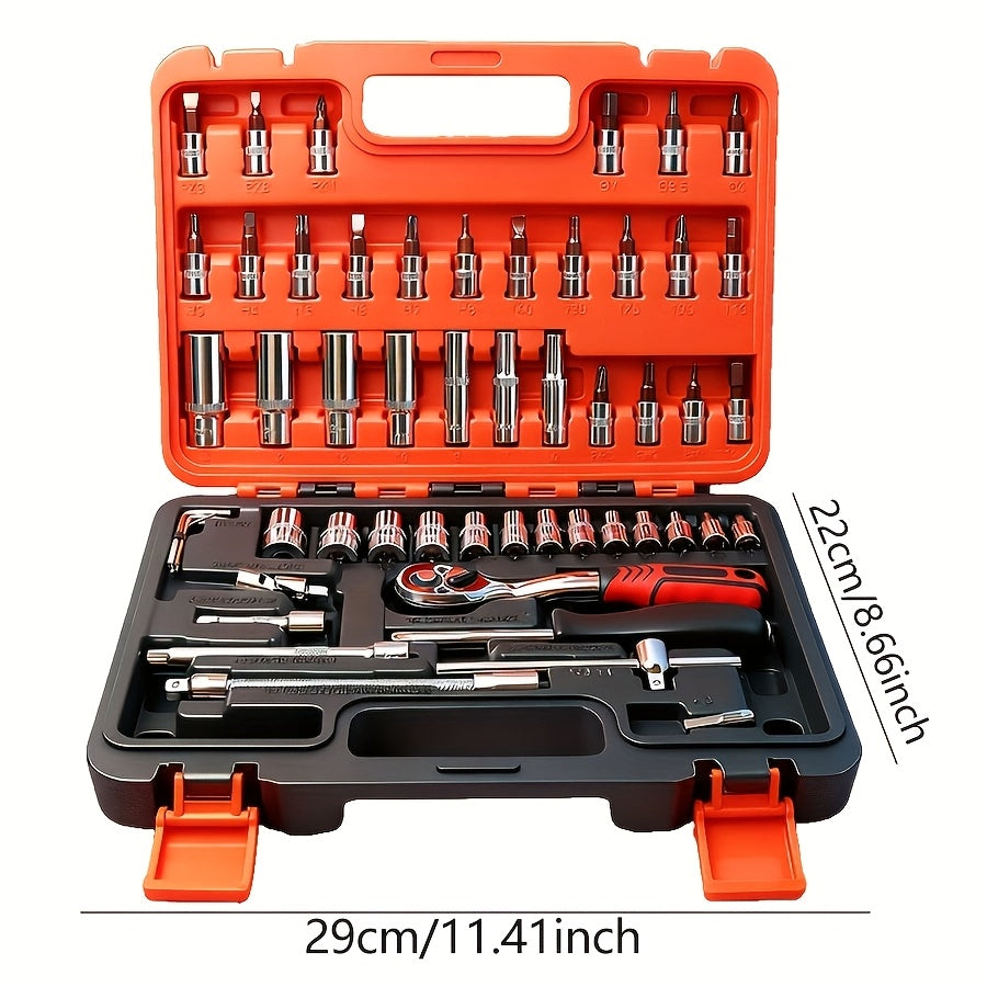 52-Piece Professional Tool Set with Portable Toolbox, Multi-Functional Home and Car Repair Kit for DIY Enthusiasts and Professionals, Gift for Men, Available in Red, Standard Black, and White