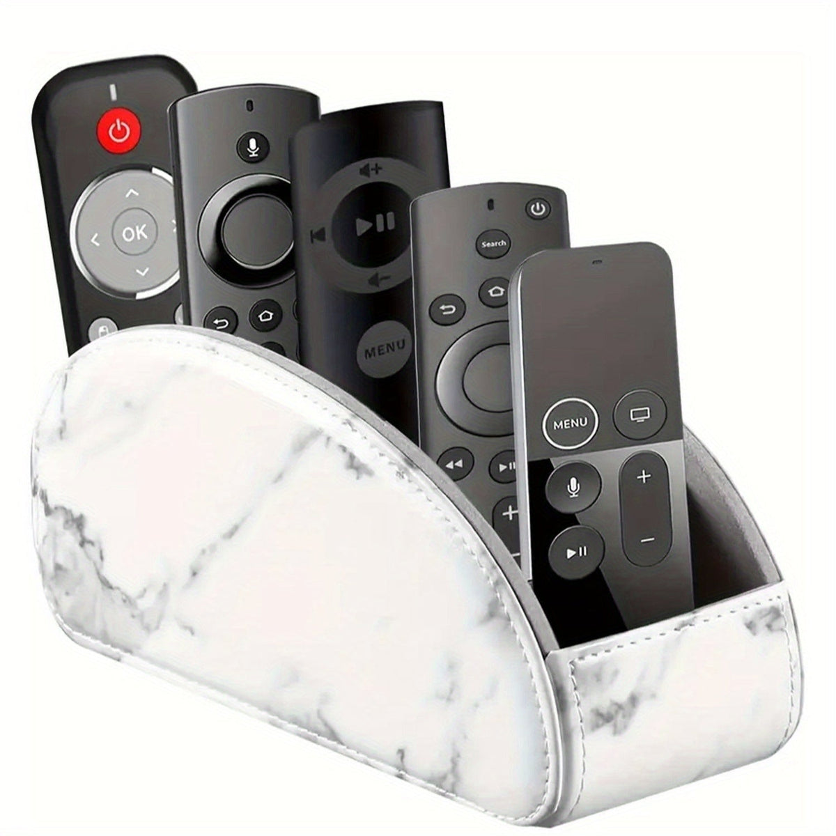 Remote Control Holder with 5 Compartments Desktop Organizer Caddy – Bedside Storage Box for TV Remotes, Pens, Eyeglasses, Office Stationery, and Home Appliance Controllers
