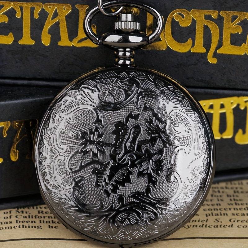 Steampunk Quartz Pocket Watch Necklace for Women and Men – Vintage Hollow Gear Analog Pendant Chain Watch Sweater Necklace Unisex Retro Jewelry Christmas Gift
