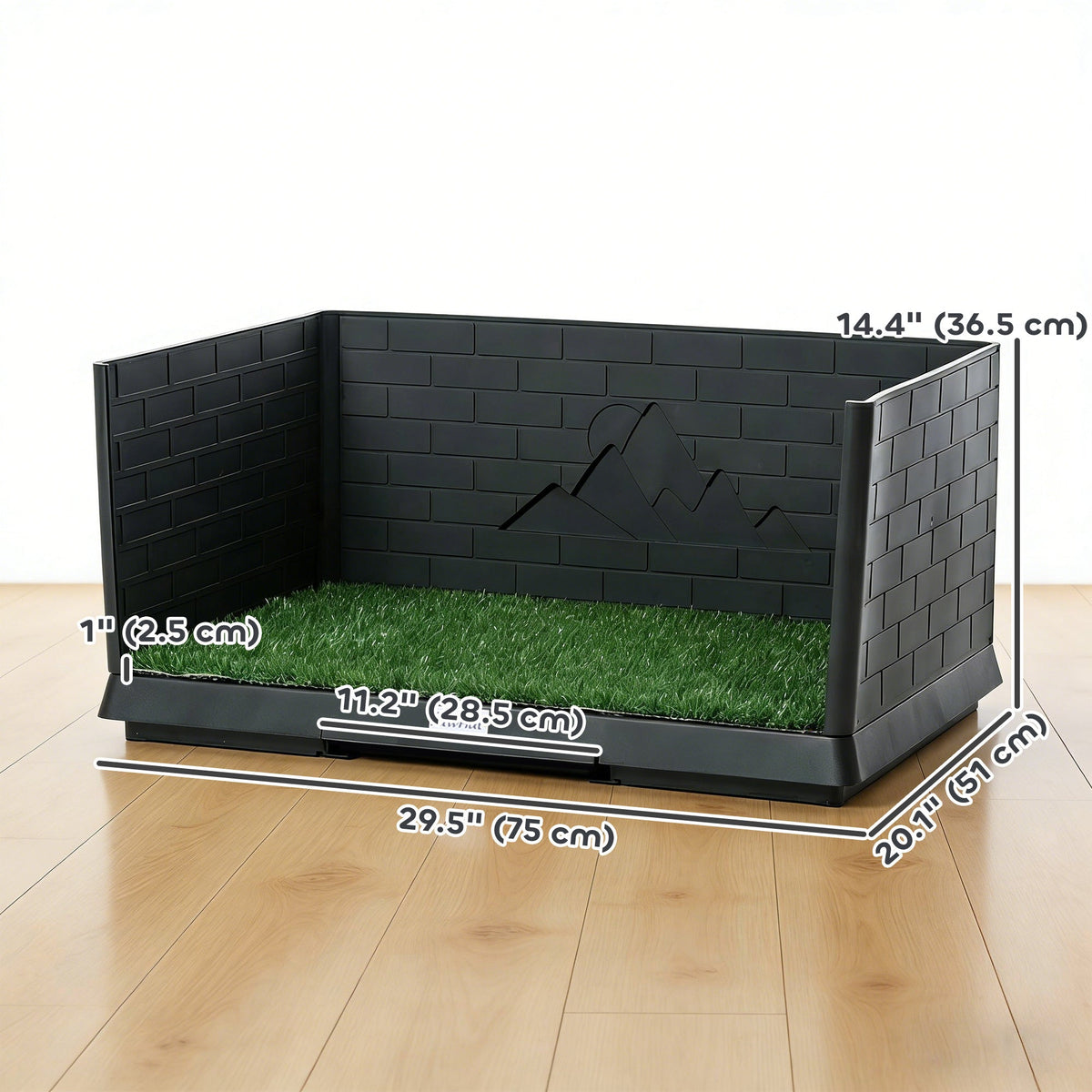 Dog Grass Pad with High Walls & Drainage Tray, 29.5"x20" Indoor Puppy Potty Training Litter Box, Artificial Turf Pee Pad Holder for Small Medium Dogs, Mess-Free Slide-Out Tray