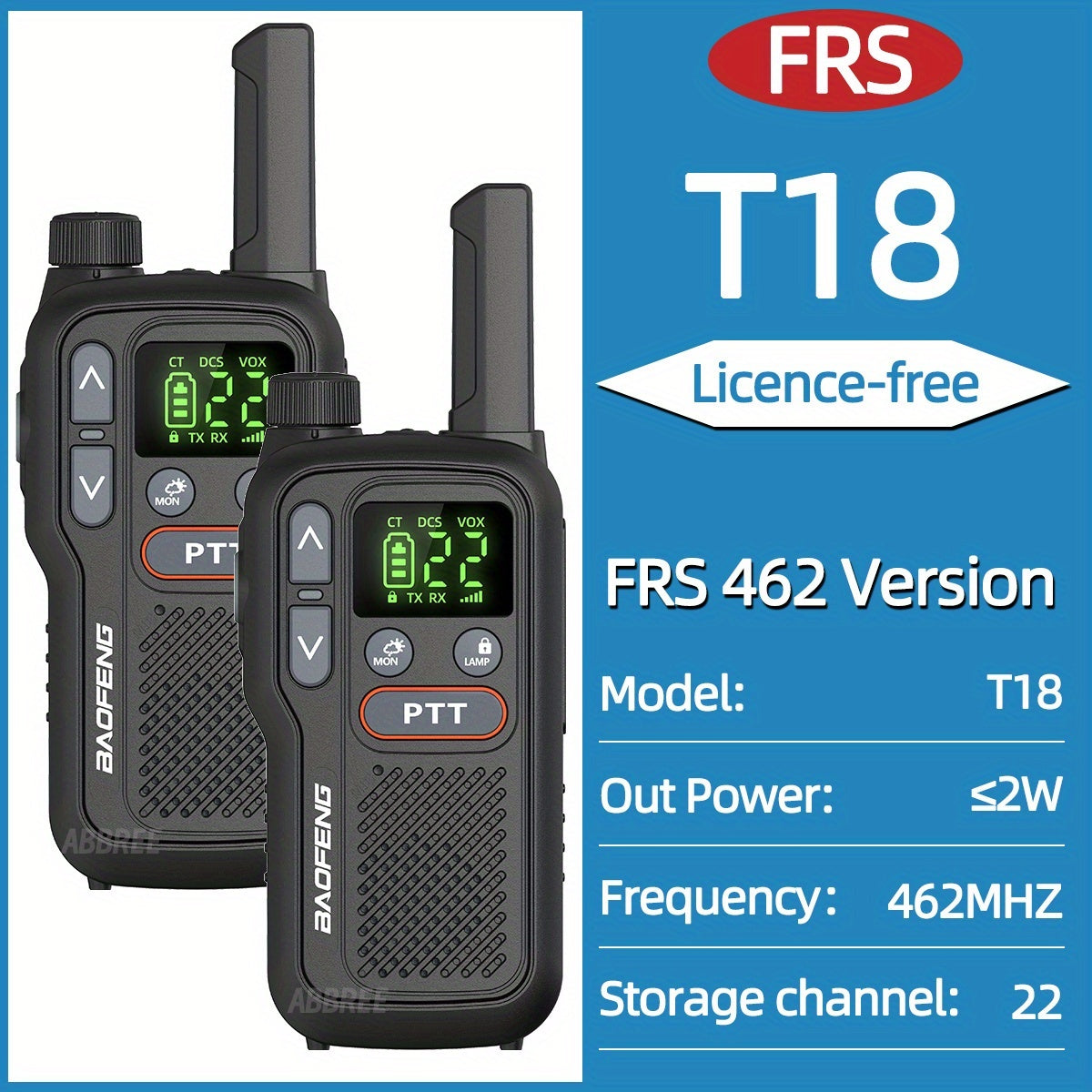 Baofeng BF-T18 Long Range Walkie Talkies for Adults – FRS Two-Way Radio with NOAA Weather Alert, VOX Hands-Free, 1500mAh USB-C Rechargeable, LED Flashlight for Hiking, Camping & Outdoor Adventures