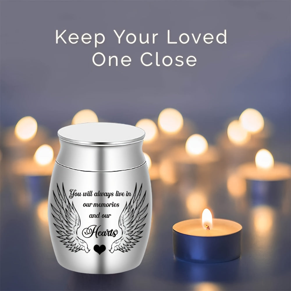 Small Keepsake Cremation Urn for Human or Pet Ashes – Mini Aluminum Alloy Funeral Urn with "You Will Live in Our Memories" Engraving, Memorial Ash Holder for Adults & Pets, Silver or Black