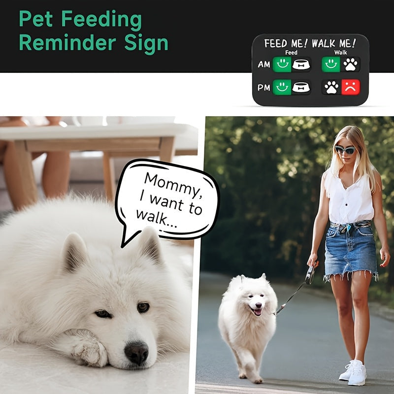 Pet Feeding Sign – Daily AM/PM Feeding Schedule & Walking Tracker for Dogs, Record Pet Meals and Exercise Routine – Black Acrylic