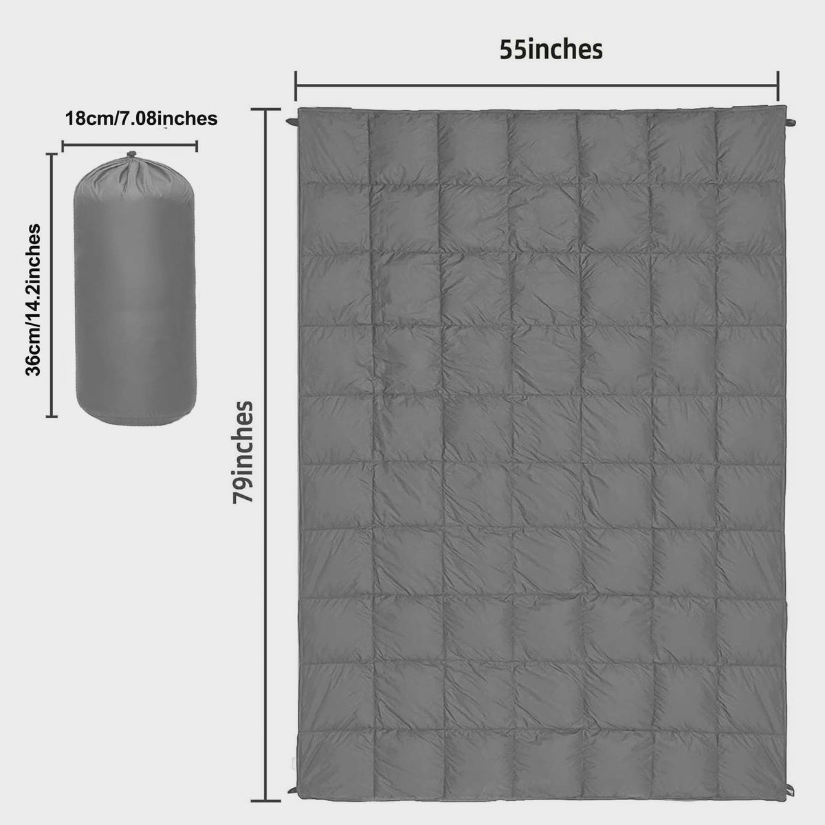 Outdoor Camping Puffy Blanket, Foldable, Lightweight, Warm, DWR Water-Resistant, with 3D Eye Mask, 140x200cm, for Camping, Travel, Car, Beach, Stadium, Hammock, Sofa, Festival