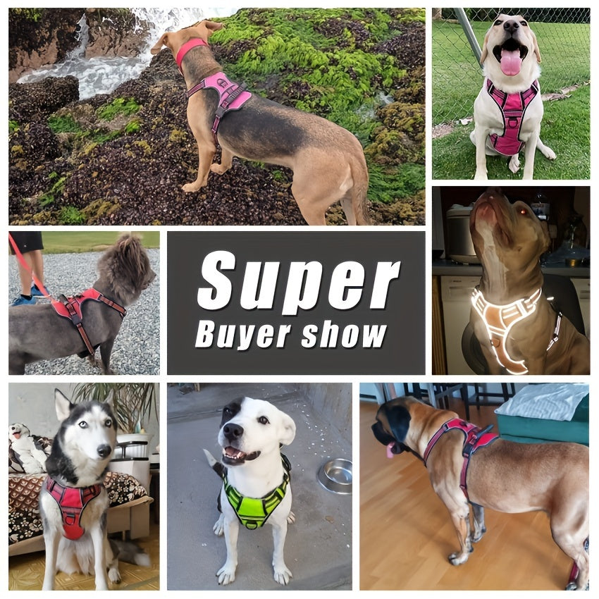 6-in-1 No-Pull Dog Harness & Leash Set – Reflective No-Choke Oxford Vest with Dual Leash Clips & Easy Control Handle for Small, Medium, and Large Dogs, 5 Colors, XS to XL