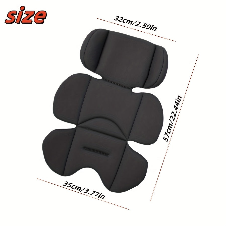 Baby Car Seat Cushion with Universal Head Support, Breathable Mesh & Padded Sponge One-Piece Seat Pad for Newborns, Strollers Swings & Car Seats, Black & Gray