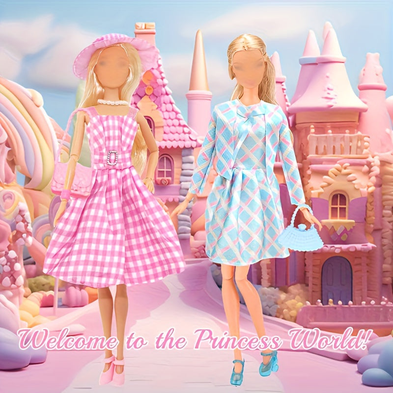 20 Pieces Fashion Doll Clothes and Accessories Set for 11.5-12 Inch Dolls - 5 Dresses 3 Tops 3 Pants 7 Pairs of Shoes 2 Bags, Random Style Doll Outfit Gift for Girls, Christmas Birthday Present, Doll Not Included