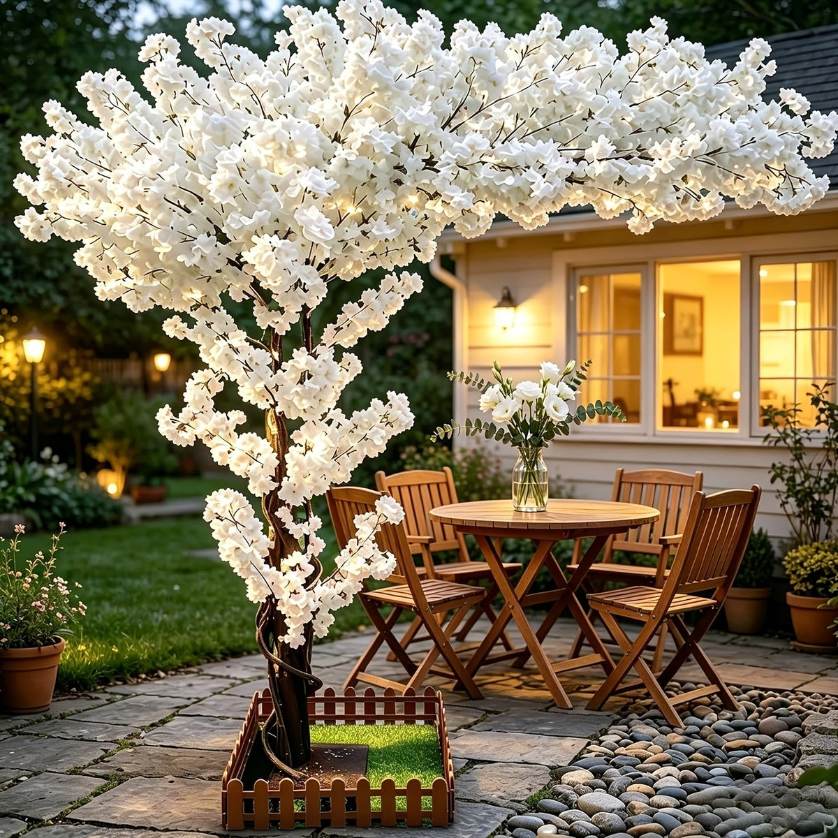 Artificial Cherry Blossom Tree Large Handmade Light Pink, Silk Flower Wishing Tree for Indoor Outdoor Home Office Wedding Party, Easy Assembly No Maintenance, 70"x47" / 78"x59"