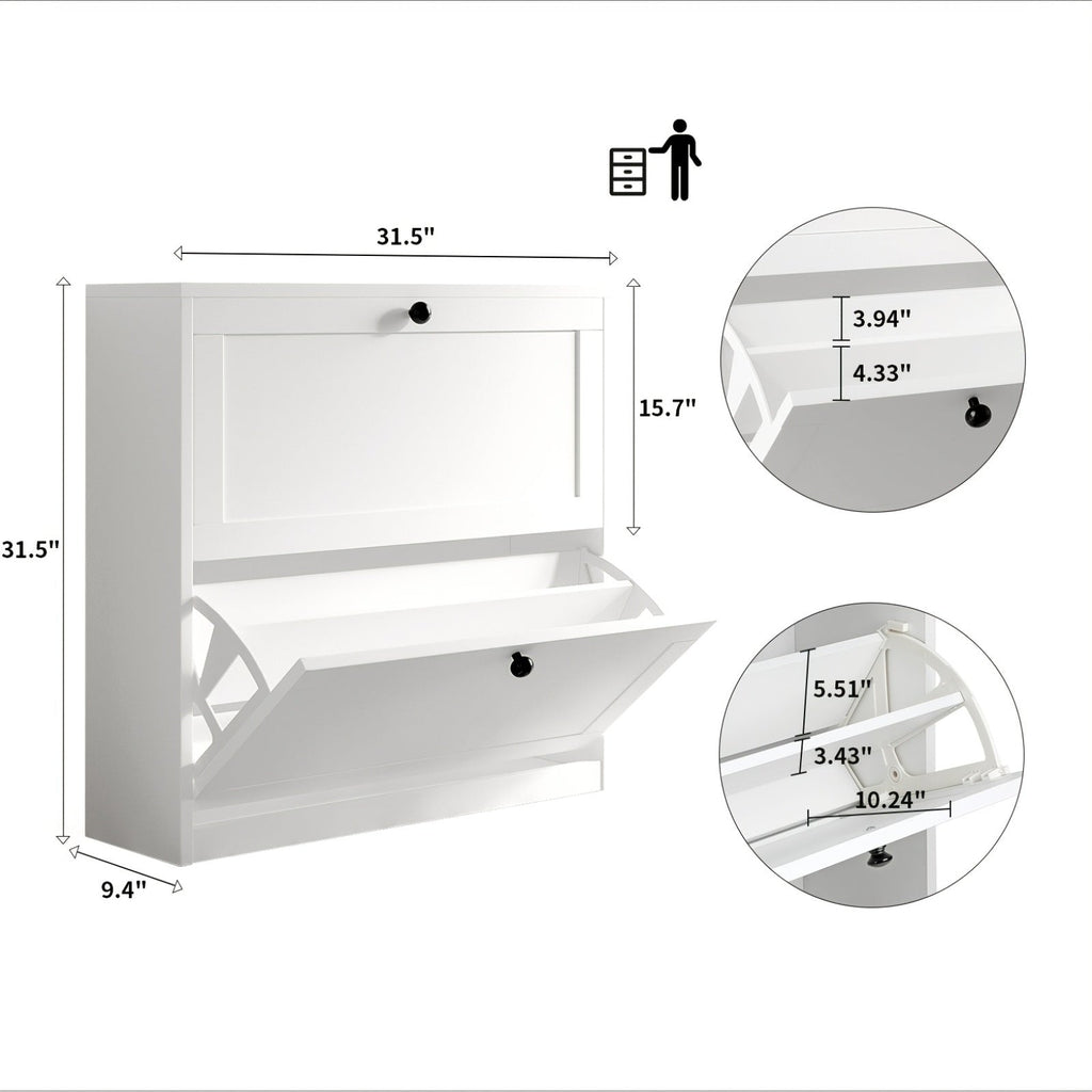 Flip Drawer Shoe Organizer with 2/3/4 Drawers, Space-Saving Shoe Rack Cabinet for Entryway Hallway Living Room Bedroom, Stackable Hidden Storage Shoe Box, Modern Home Shoe Storage Solution