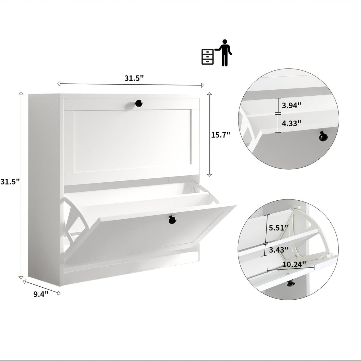 Flip Drawer Shoe Organizer with 2/3/4 Drawers, Space-Saving Shoe Rack Cabinet for Entryway Hallway Living Room Bedroom, Stackable Hidden Storage Shoe Box, Modern Home Shoe Storage Solution
