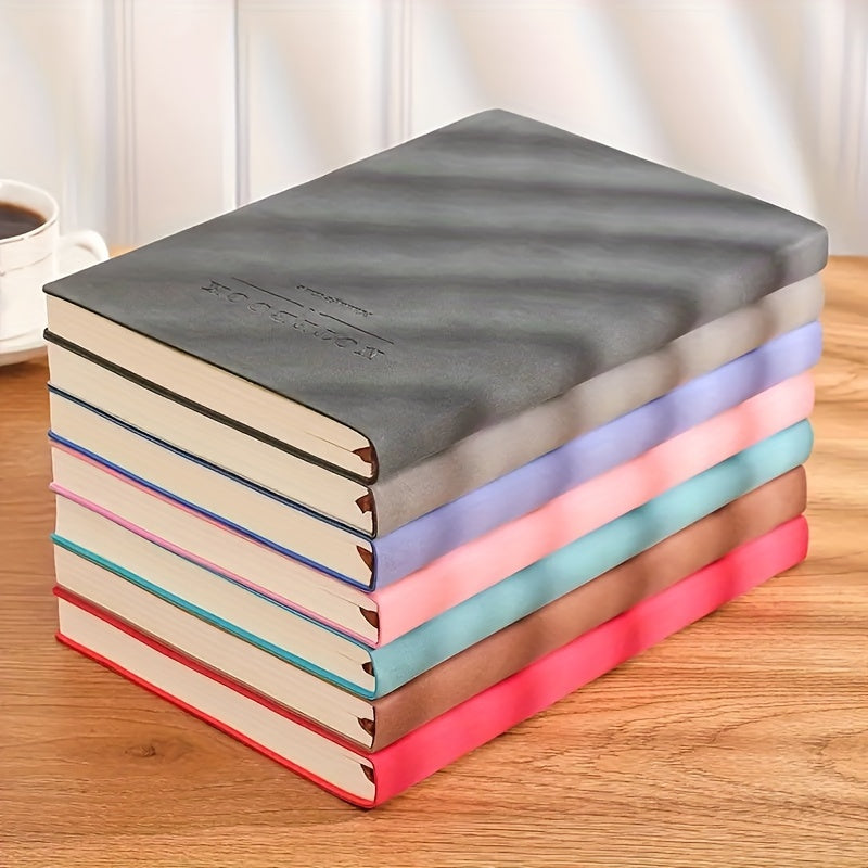 Soft Faux Leather Notebook 5-Pack Set, Square Ruled, Soft Cover with Bookmark, Extra Thick Pages for Business Meetings, School, Academic Writing – 7 Colors