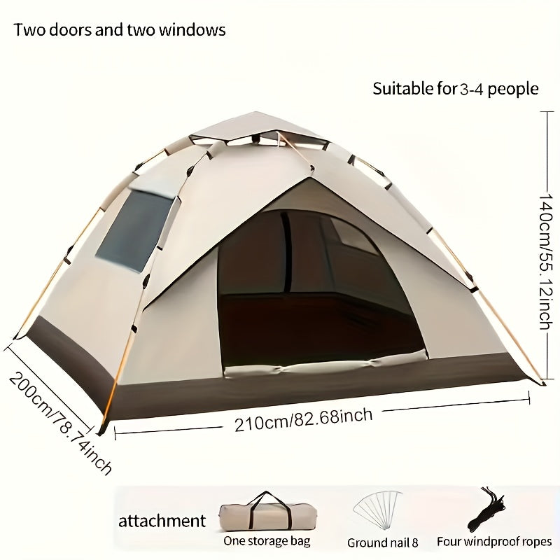 SKYNEST Automatic Instant Setup Camping Tent for 1-3 and 3-4 People, All-Season Windproof Lightweight Tent with Dual Doors and Mesh Windows for Camping, Hiking, Hunting, Travel, and Outdoor Shelter, Green/Beige