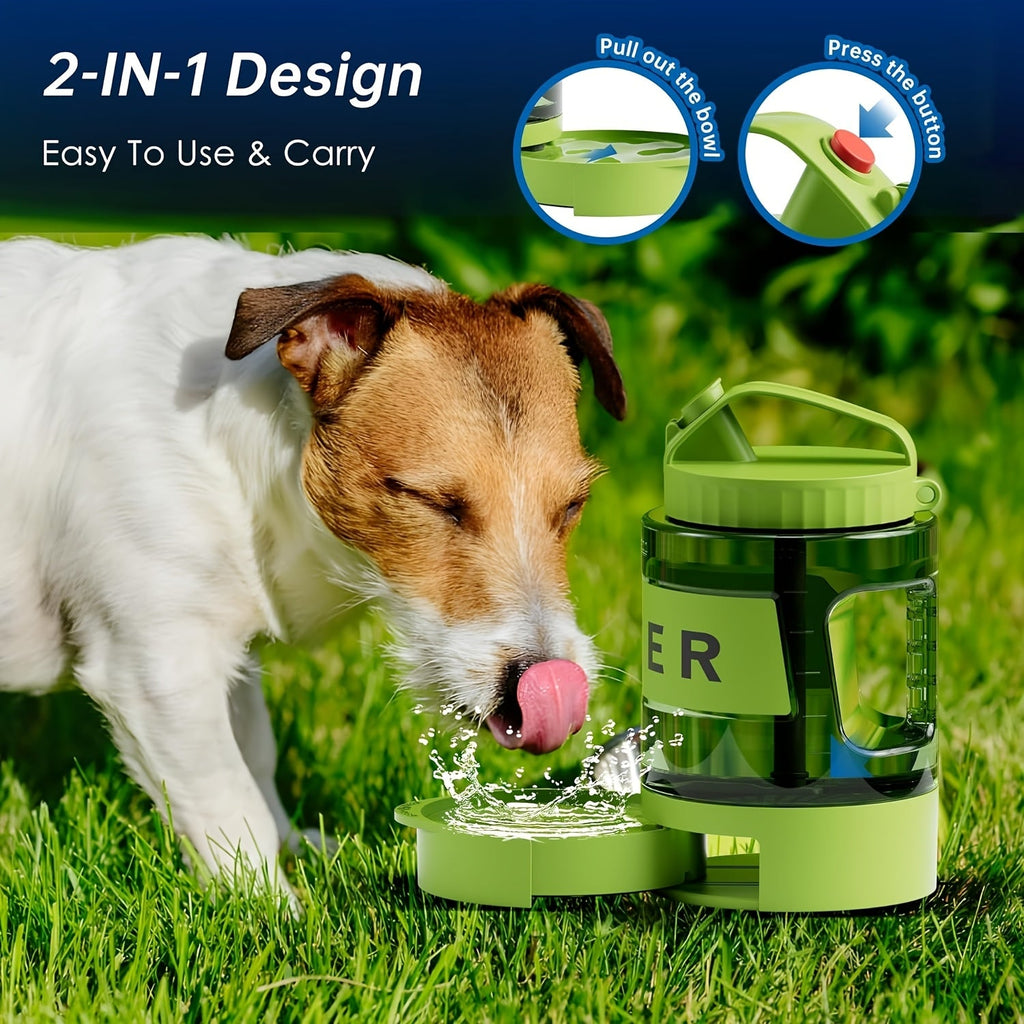 77oz Large Dog Water Bottle with Pull-Out Bowl – 2.2L Portable Travel Water Dispenser for Dogs, Ice Cube Compatible, Leak-Proof Design for Camping, Hiking, Beach, and Road Trips, Essential Outdoor Pet Hydration Accessory for Large Dogs