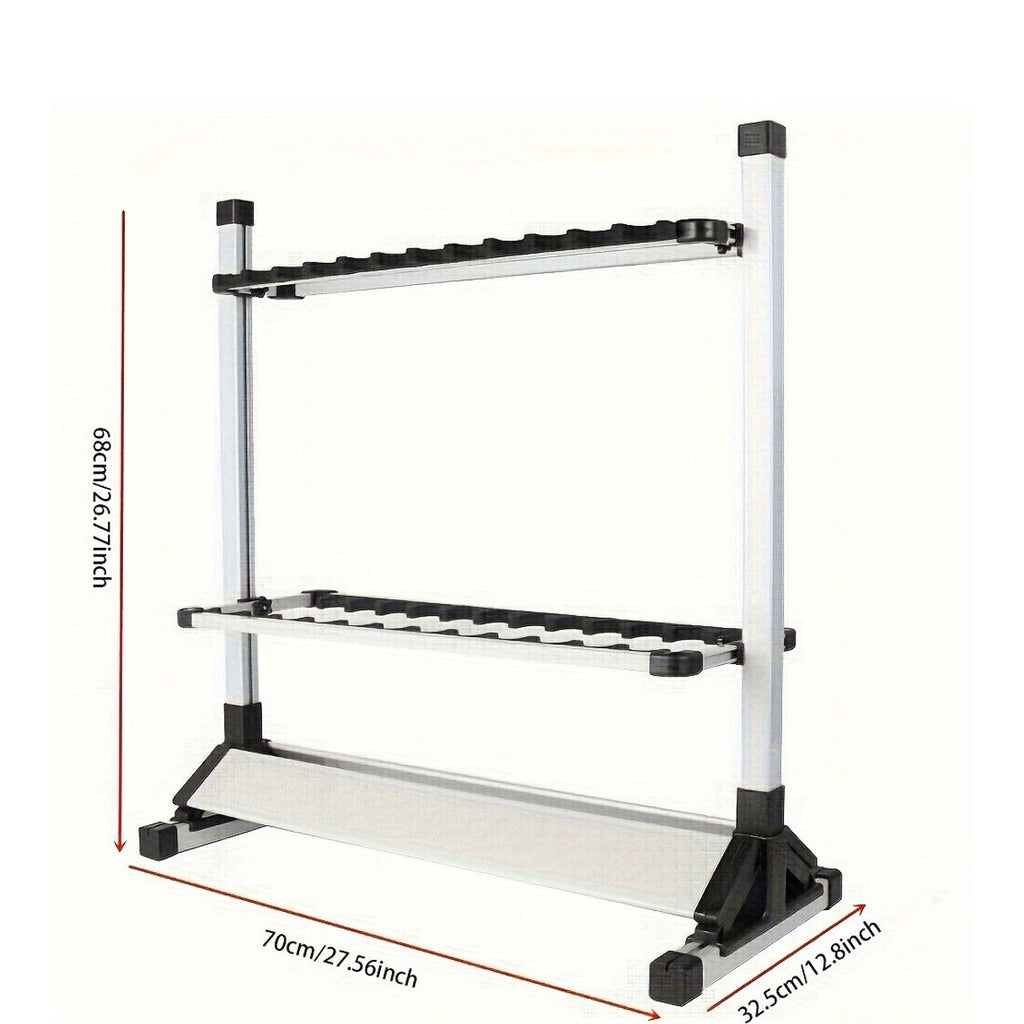 Portable Fishing Rod Holder Rack for 24 Rods, Aluminum Alloy, Rust-Resistant with Cushioned Grips - Lightweight Organizer for Garage, Cabin, Bedroom & Fishing Storage