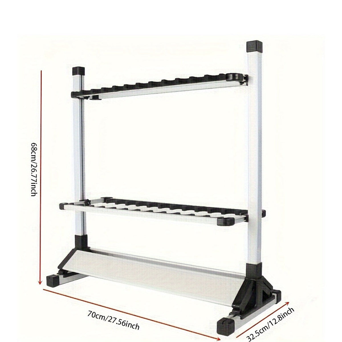 Portable Fishing Rod Holder Rack for 24 Rods, Aluminum Alloy, Rust-Resistant with Cushioned Grips - Lightweight Organizer for Garage, Cabin, Bedroom & Fishing Storage