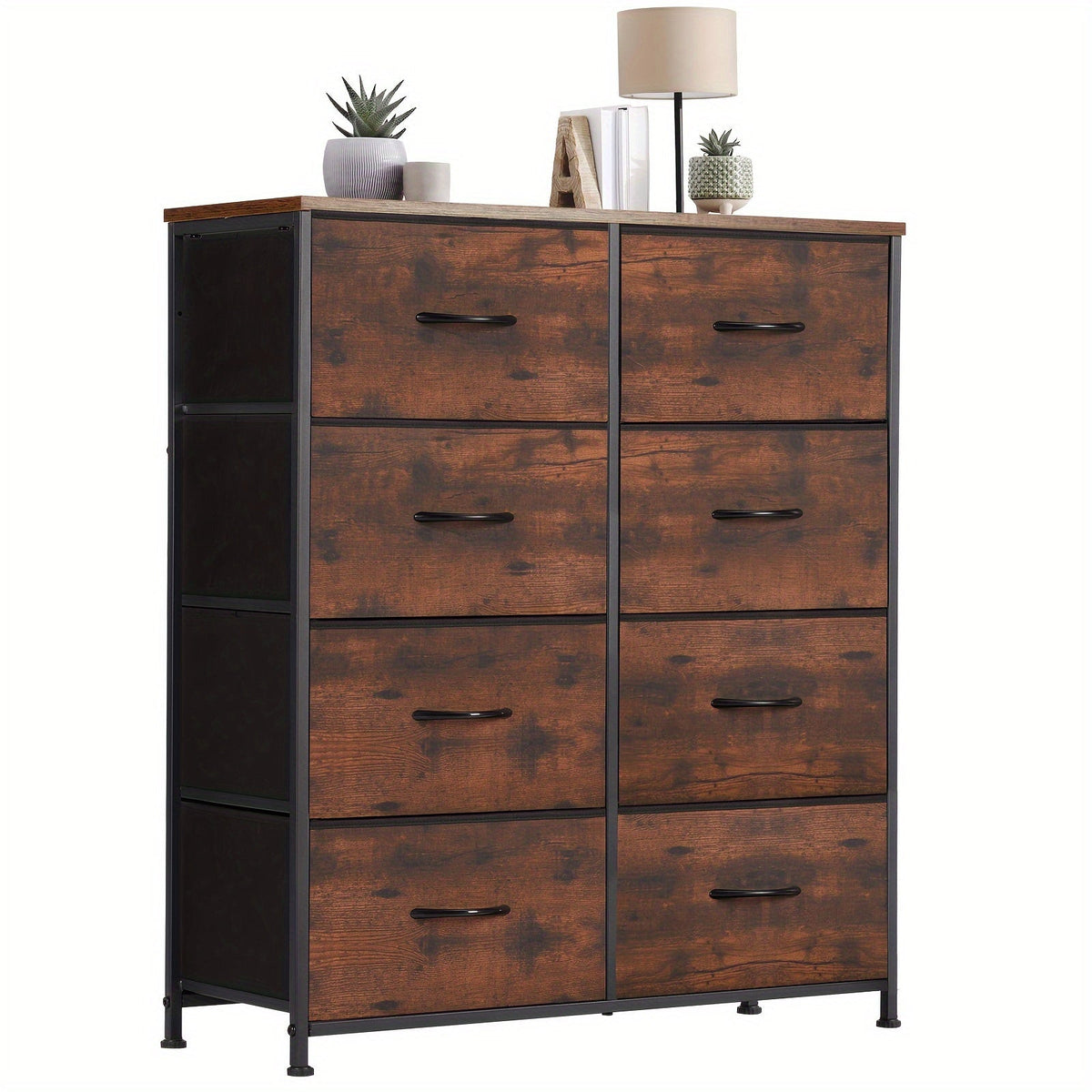 8-Drawer Fabric Dresser with Metal Frame & Wood Tabletop – Clothes Storage Tower Chest Organizer for Bedroom Living Room Entryway