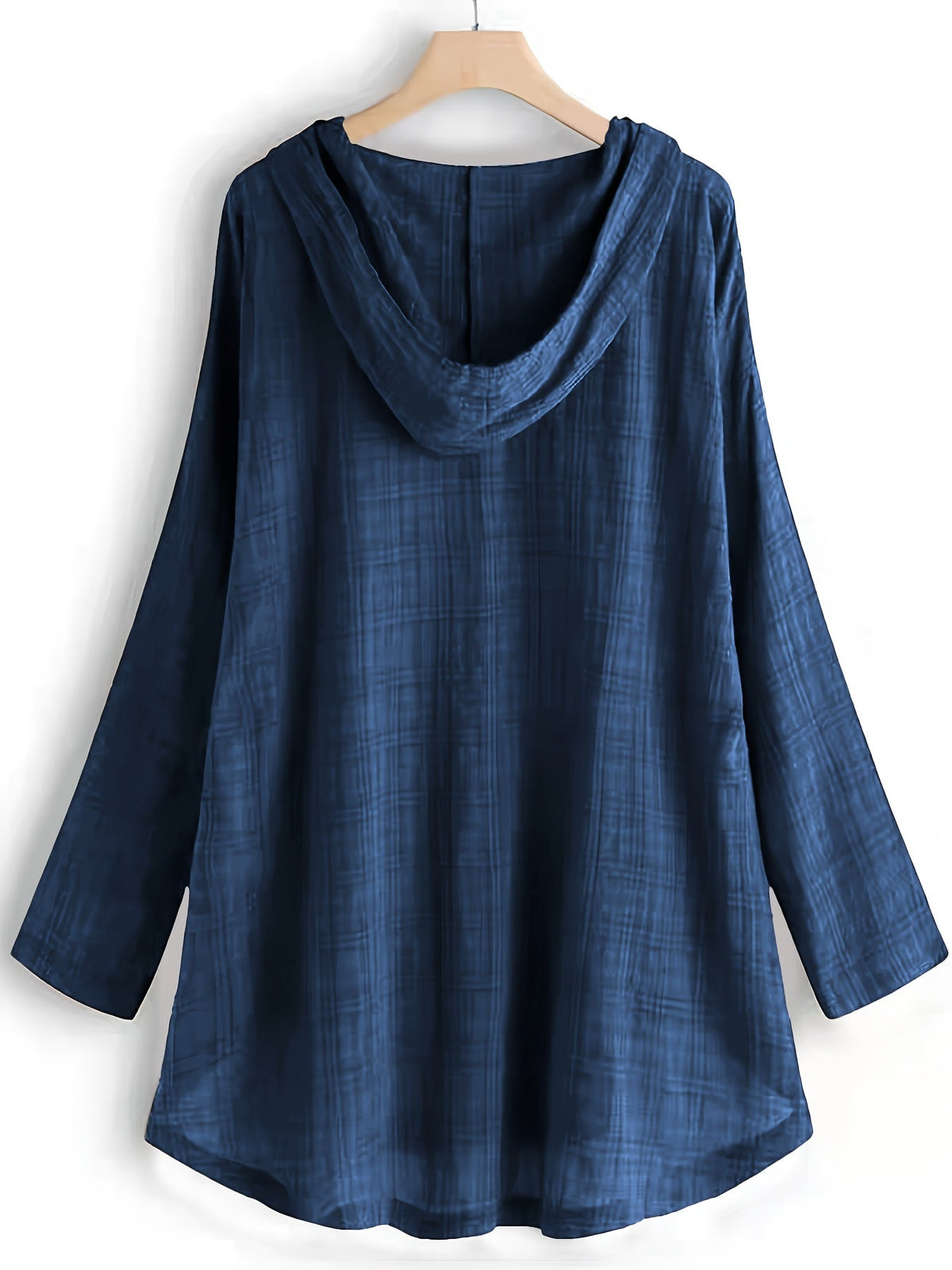 Women's Plaid Hooded Long Sleeve Drawstring Shirt | Asymmetrical Hem Tie-Waist Blouse Casual Autumn Outerwear Top