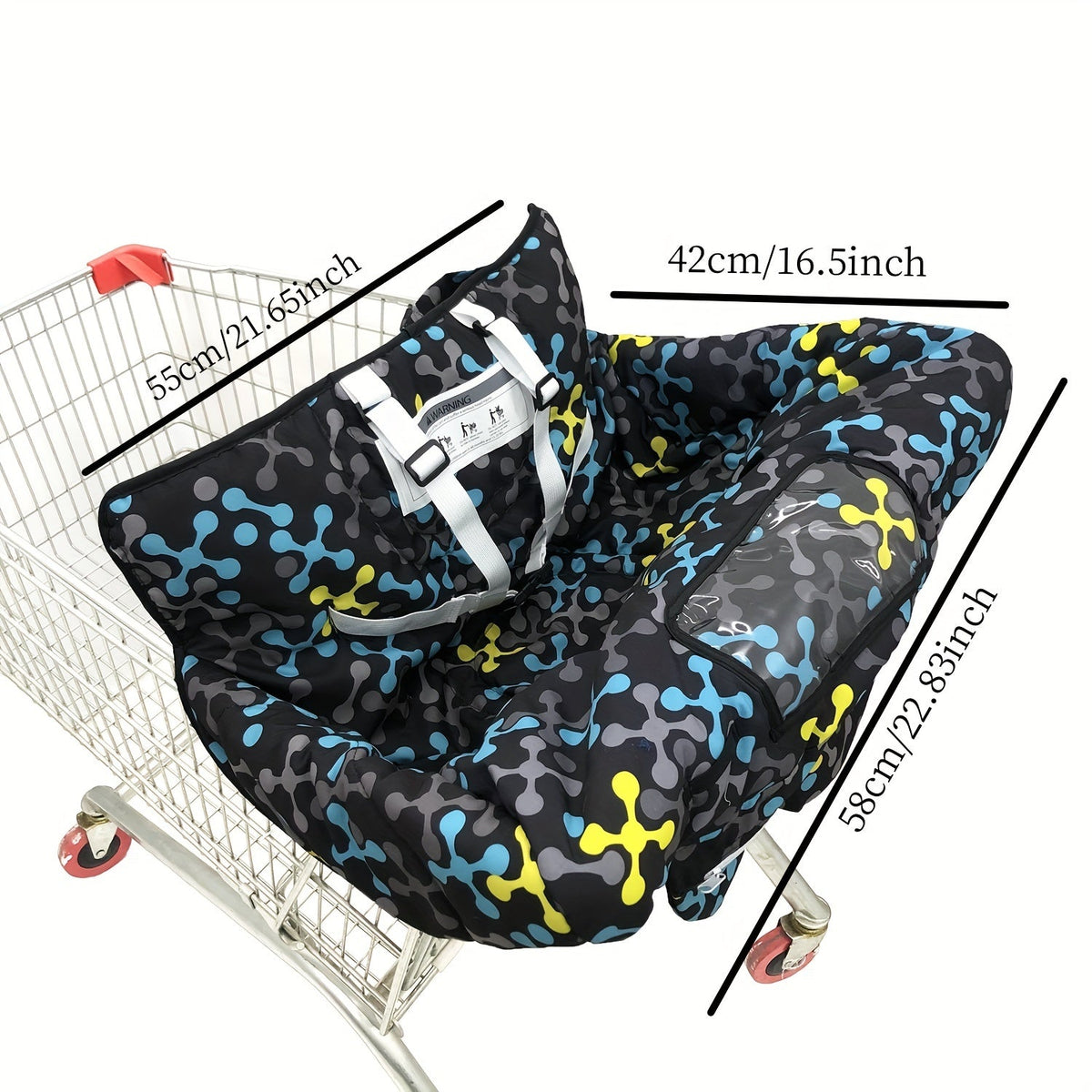 Thickened Baby Seat Cushion & Protective Mat for Stroller High Chair & Shopping Cart Trolley, Soft Comfortable Hollow Filling Seat Pad, 3 Colors Including Black Colorful & Grey