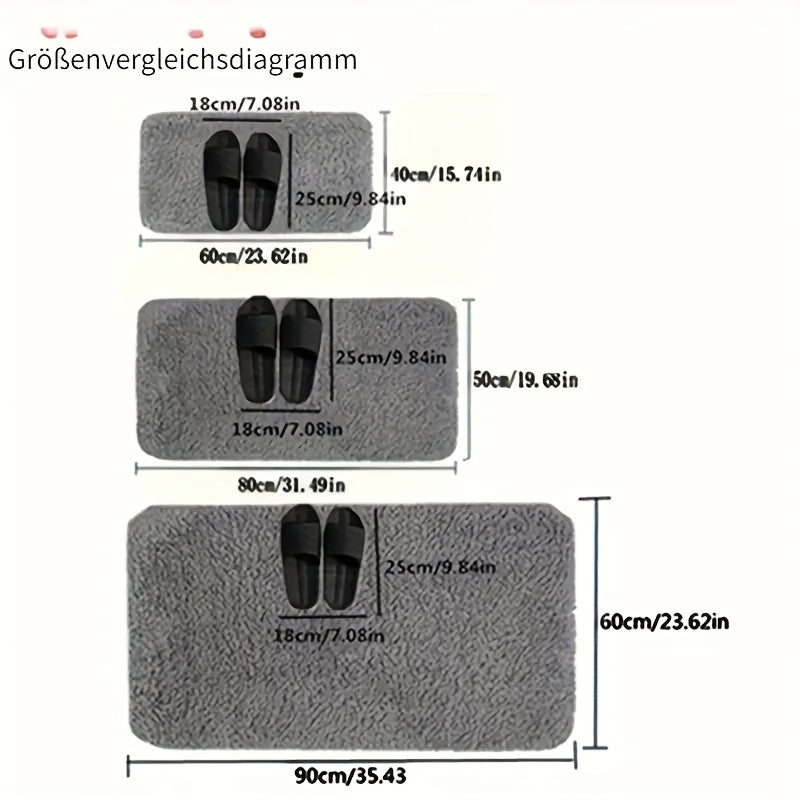 Long Plush Super Absorbent Bath Mat - Non-Slip, Ultra-Soft & Anti-Fall Bath Carpet for Bathtub, Shower & Bathroom - 3 Sizes - Grey, Black, Beige, Dark Blue, Royal Blue & Pink