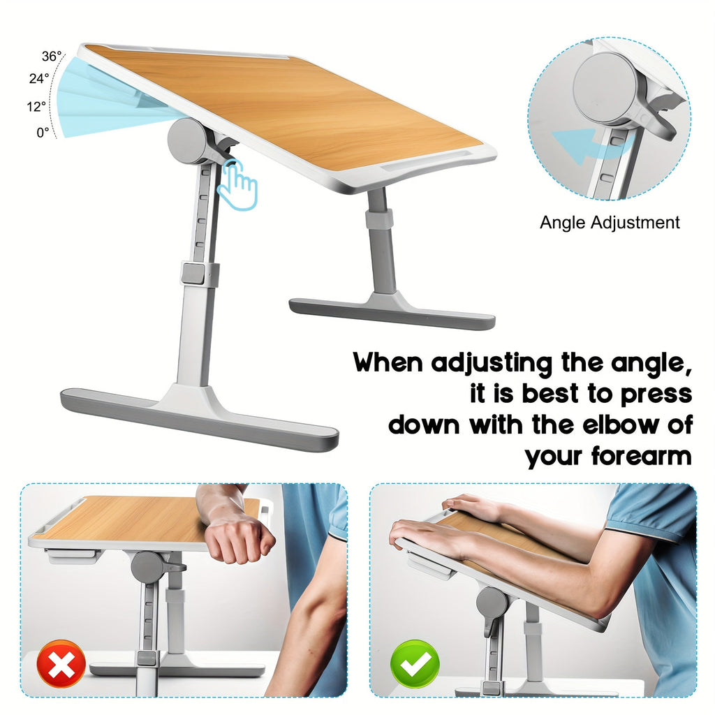 Lap Desk Bed Tray Table with USB Light, Fan & Drawer – Adjustable Portable Laptop Stand for Bed, Couch, Sofa; Laptop Desk for Reading, Writing, Eating – 10 Colors & Sizes