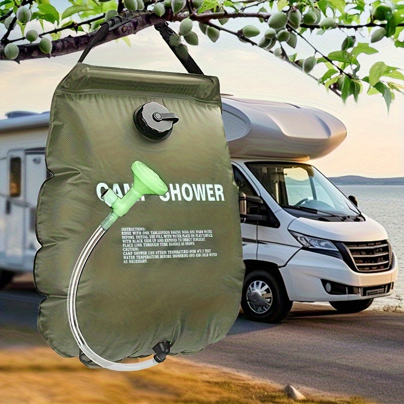 Portable Camping Shower Bag 5.28 Gallons | Solar Heated Outdoor Shower with Adjustable Hose | Lightweight Durable PVC | Perfect for Camping, Beach, RV, Backyard | 20L