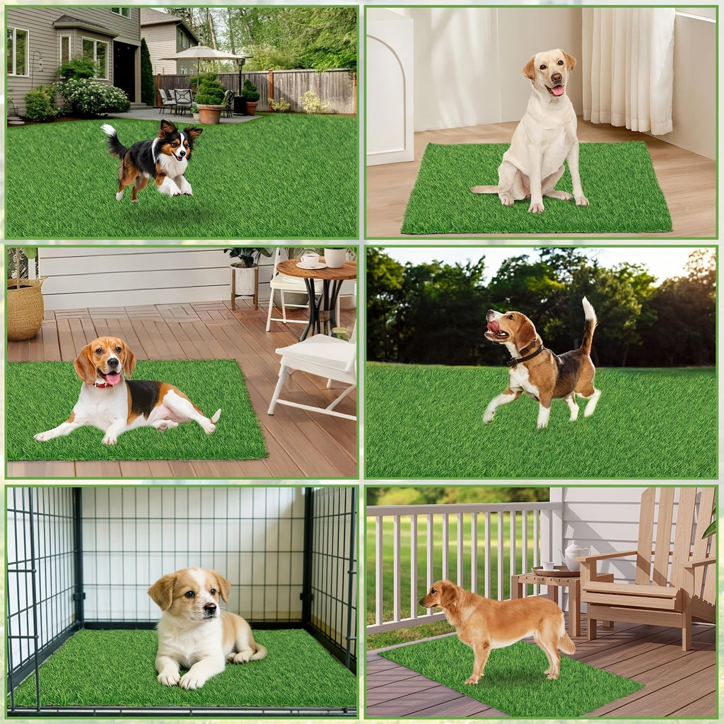 2-Pack Washable Dog Potty Training Mat, Reusable Artificial Grass Pad with Odor Control for Puppies and Adult Dogs, Indoor/Outdoor Housebreaking and Travel Pet Waste Solution