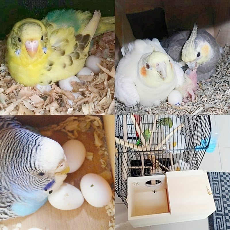 Wood Bird Nesting Box for Parakeets, Budgies & Cockatiels – Natural Wooden Breeding Box, Cozy Bird Cage Accessory – Safe Nesting Habitat for Small Pet Birds