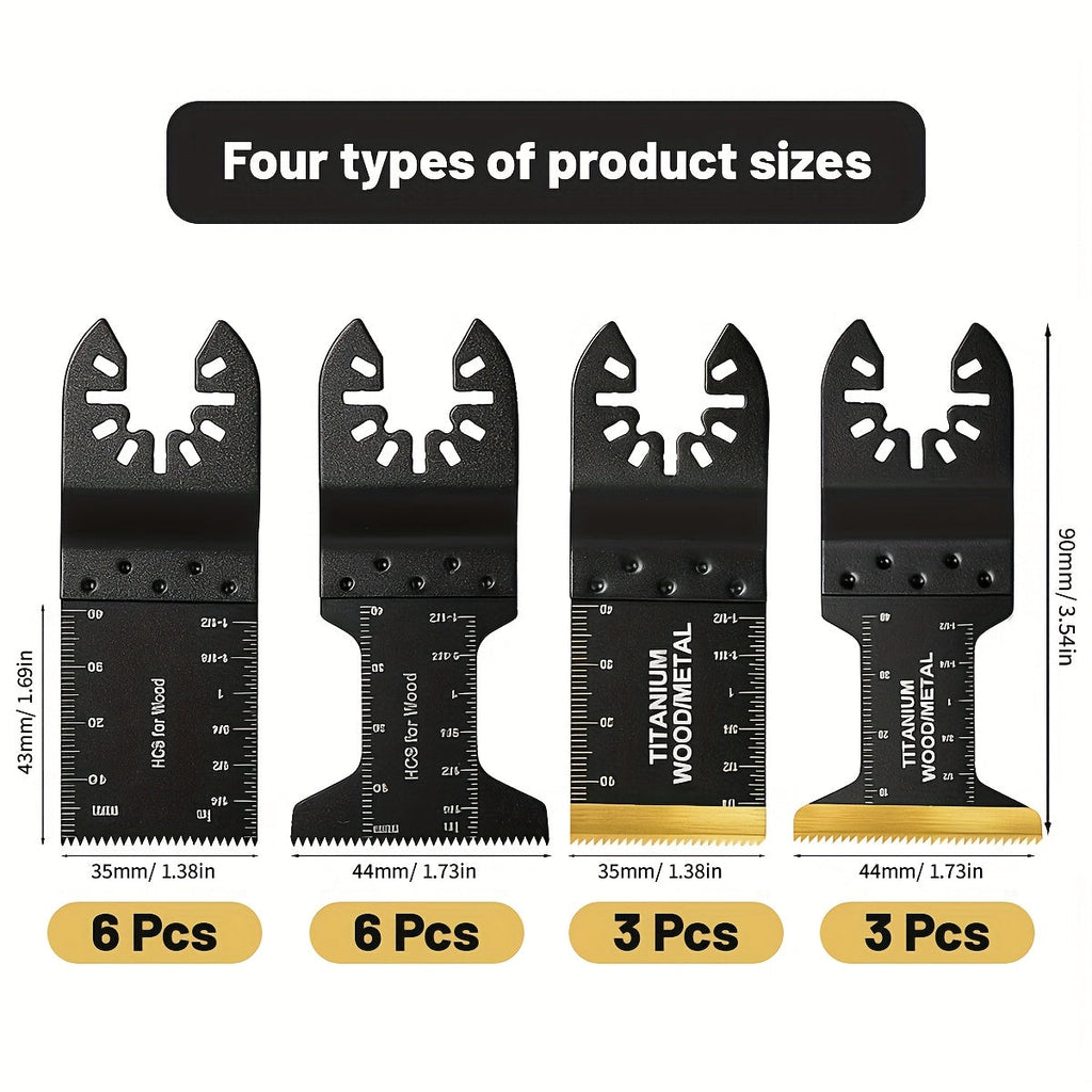 Titanium Oscillating Saw Blades Universal Quick Release Multi-Tool Blade Set – 18/28/36/50 Pcs, Cuts Metal, Wood & Plastic, Compatible with DeWalt, Makita, Bosch & More