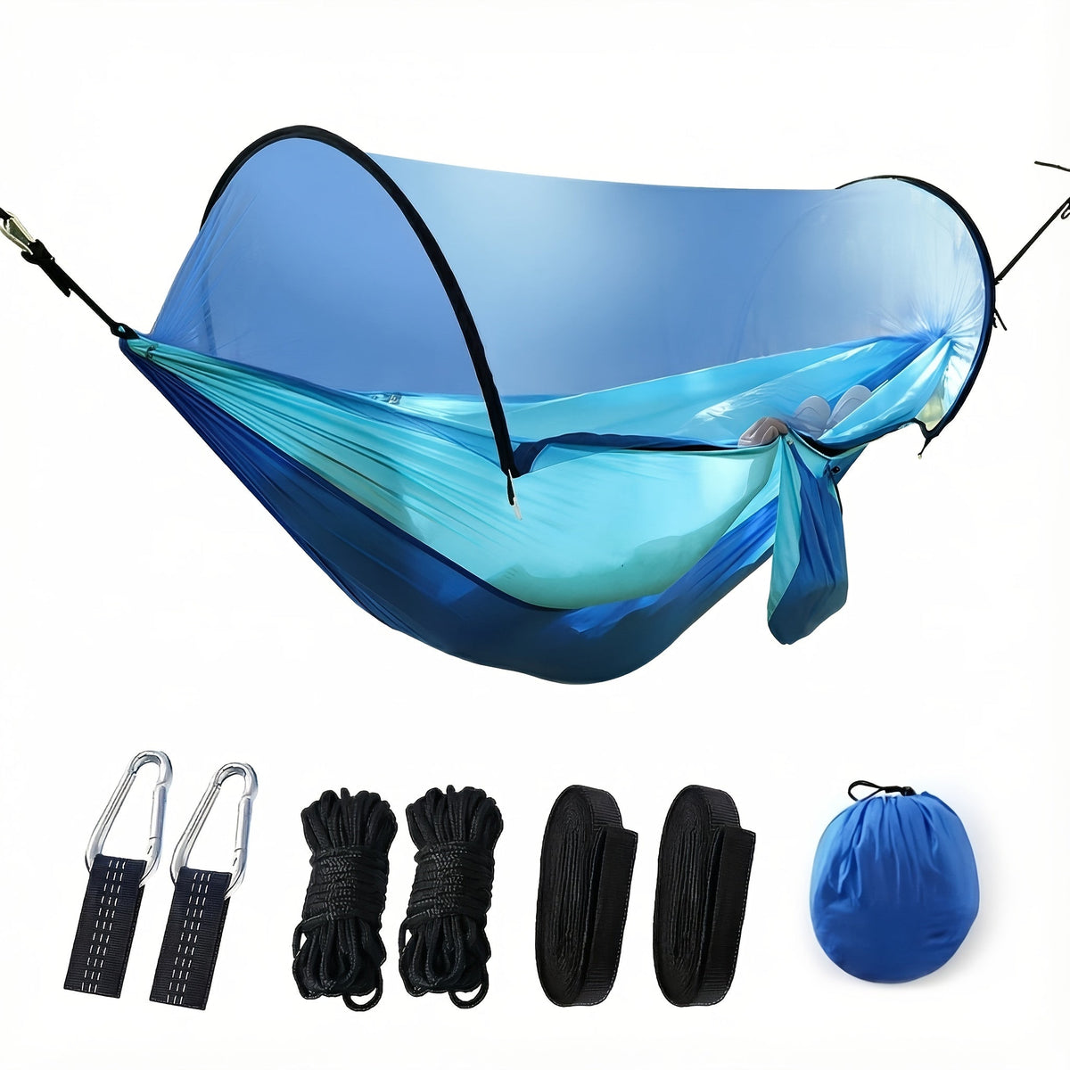 3-in-1 Double Camping Hammock with Mosquito Net and Sun Shade – Lightweight, Portable, and Durable; Ideal for Camping, Hiking, Backpacking, Picnicking, and Parks; 7 Color Options