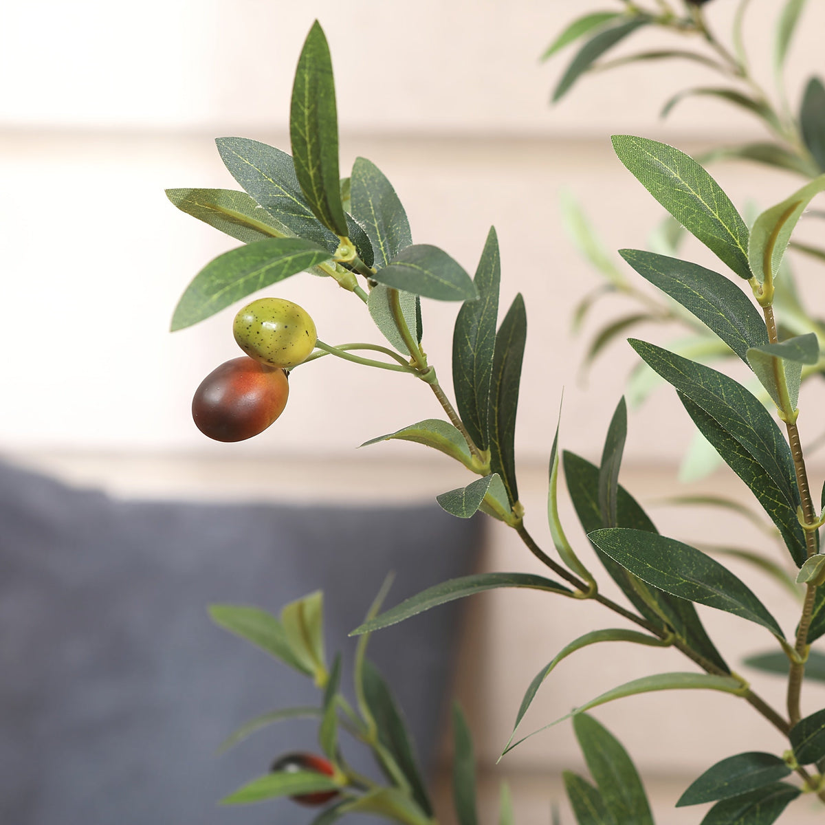 Artificial Olive Tree - Faux Silk Plant with Natural Wood Trunk & Lifelike Fruits, Shapeable Branches, Black Pot Included - Home, Office & Holiday Decor - 4ft, 5ft, 6ft & 7ft