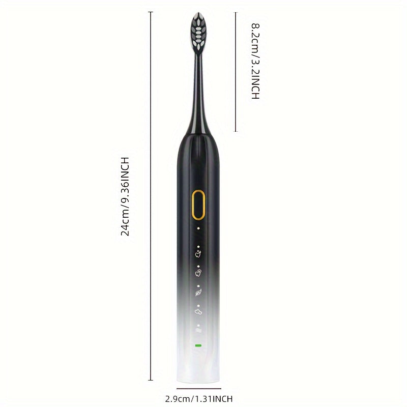 Sonic Electric Toothbrush IPX8 Waterproof USB Rechargeable with 5 Replacement Brush Heads, Smart Timer, Metal Shaft, for Adults, Men, Women, Couple Style, Rechargeable Oral Care