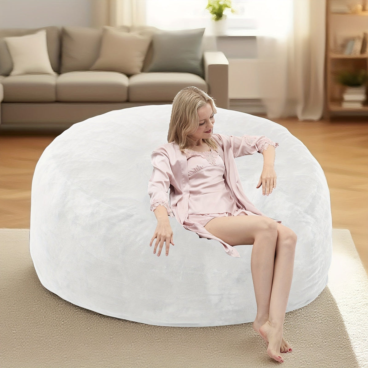 Giant Memory Foam Bean Bag Chair for Adults – Dutch Velvet Cover in 8 Colors & 3 Sizes (3ft 4ft 5ft) for Living Room Bedroom Lounge