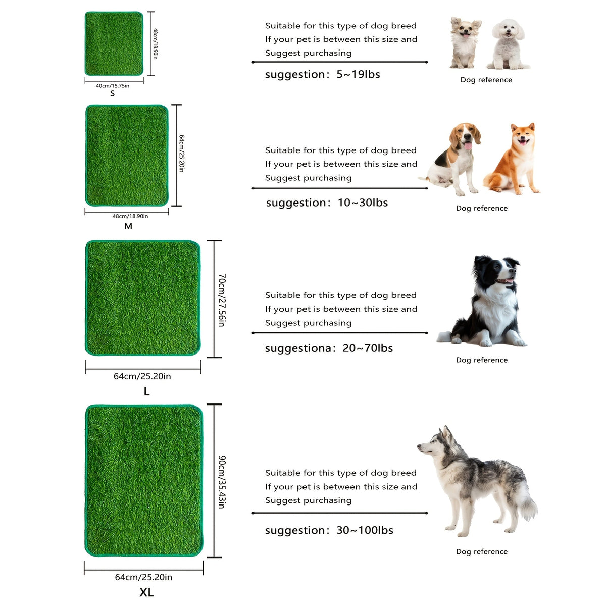 Dog Potty Training Grass Pad – Simulated Artificial Turf Dog Toilet Mat for Indoor & Outdoor Use, Non-Slip Easy-Clean Pet Lawn Poop Tray for Small, Medium, and Large Dogs, Apartment Balcony, Backyard