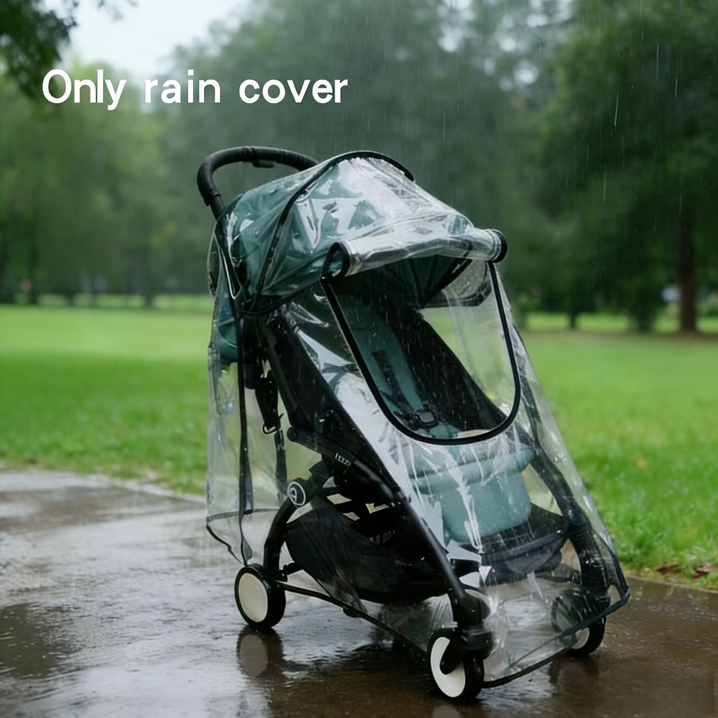 All-Weather Stroller Rain Cover Transparent EVA with Zipper Windproof Cold and Splash Resistant Full Coverage U-Shape Pram Cover for Toddlers