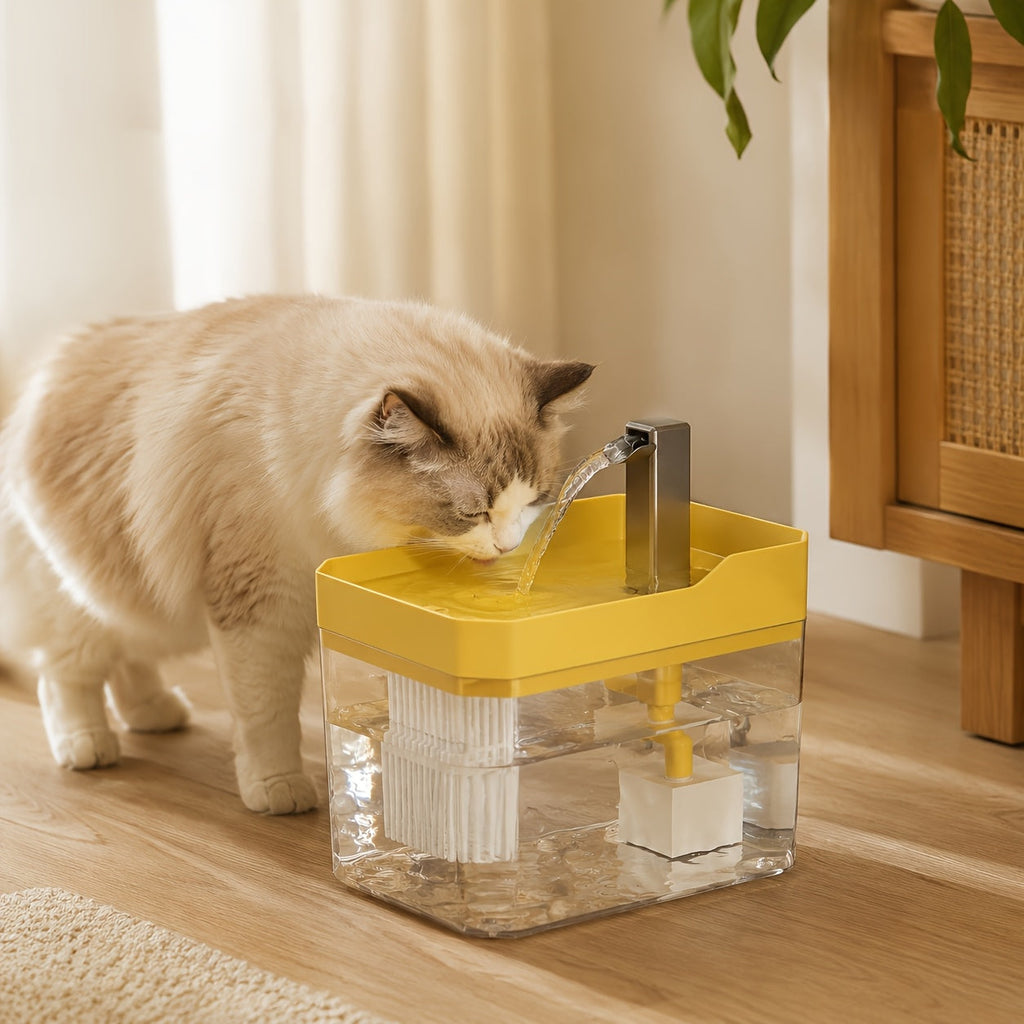 Smart Pet Drinking Fountain, Automatic Recirculating Water Dispenser for Cats and Dogs, Ultra-Quiet, USB Powered, Visible Water Level, Easy to Clean, No Batteries Required