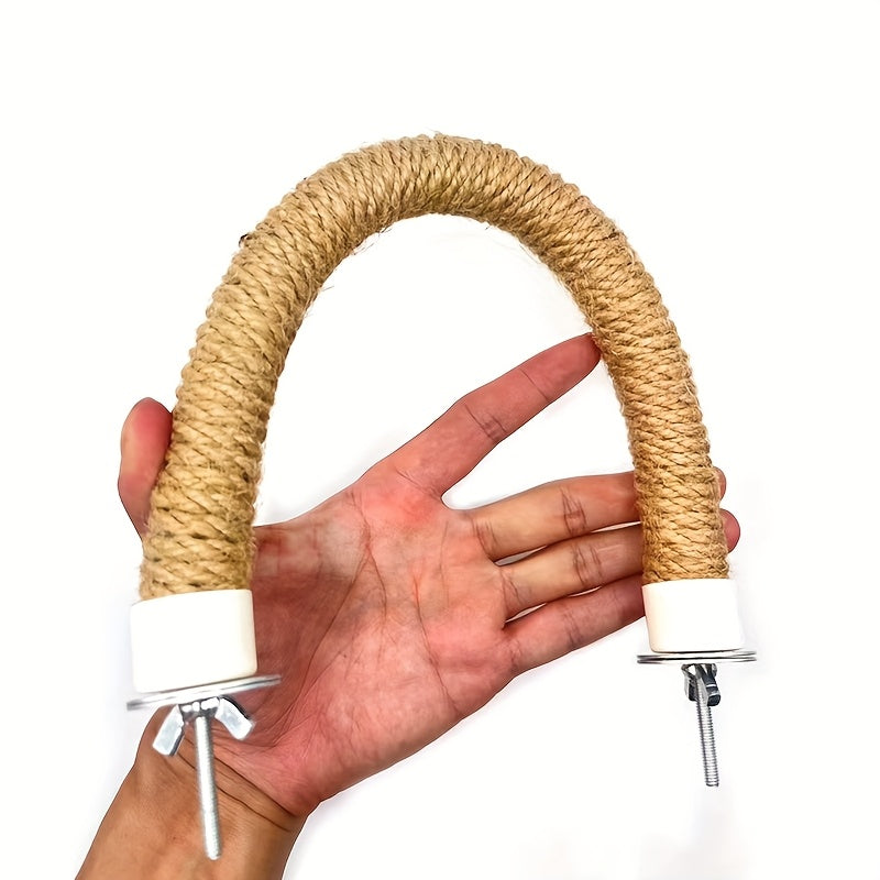 U-Shaped Sisal Rope Bird Perch for Bird Cage - Natural Rope Stand for Parrot Climbing, Beak & Nail Grinding - Bird Cage Accessory for Parrots, Parakeets, Cockatiels, Budgies, Lovebirds (Random Color)