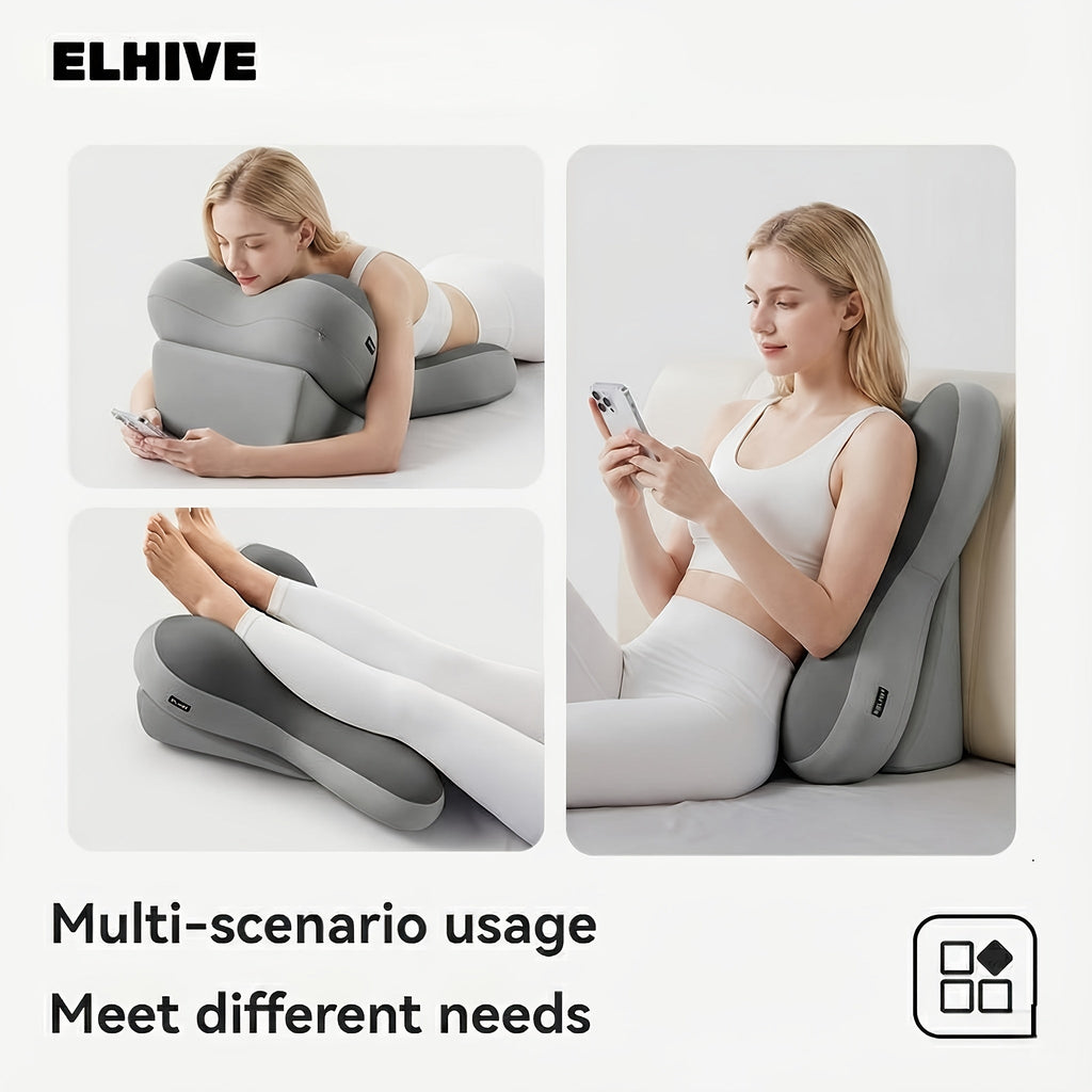 Adjustable Backrest Bed Pillow - Ergonomic Memory Foam, Leg Elevation Wedge & Leaning Support - Back Support, Reading & Relaxing - Bed Wedge Cushion - Space Gray