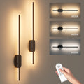 2-Pack Rechargeable Battery Operated Wall Sconces - Dimmable Wireless LED Wall Lights with Remote Control, Black - Bedroom, Living Room, Hallway & Entryway