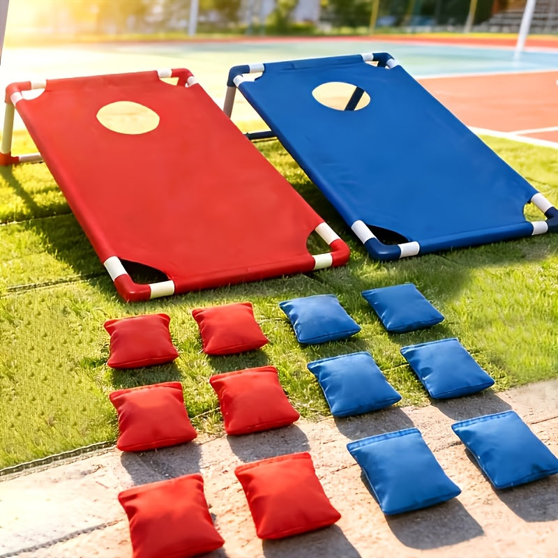 Cornhole Game Set with 6 Bean Bags, Dual-Color Boards, and Carry Bag for Backyard, Outdoor Party, Beach, Camping, and Indoor Entertainment – Gift Box Included, Red/Blue