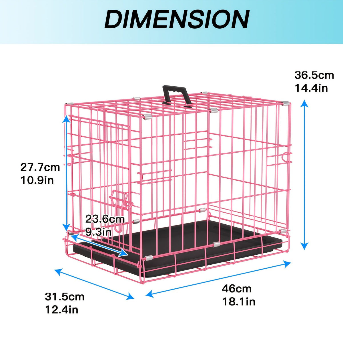 Foldable Metal Wire Dog Crate for Small Dogs & Rabbits – Adjustable Divider Panel, Leak-Proof Plastic Pan, Indoor Outdoor Pet Kennel for Chihuahuas, Toy Breeds, and Small Animals, Multiple Sizes