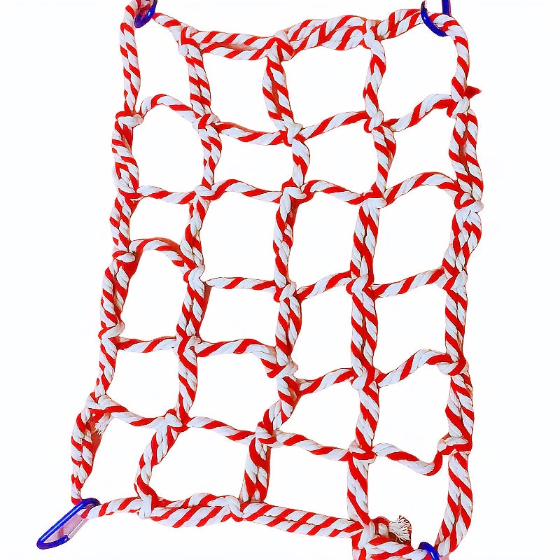 Parrot Climbing Net for Bird Cage - Colorful Cotton Rope Ladder Hammock Toy for Parrots Cockatiels Conures Budgies Small Birds & Hamsters - Chew Swing Hanging Activity Play Perch Accessory