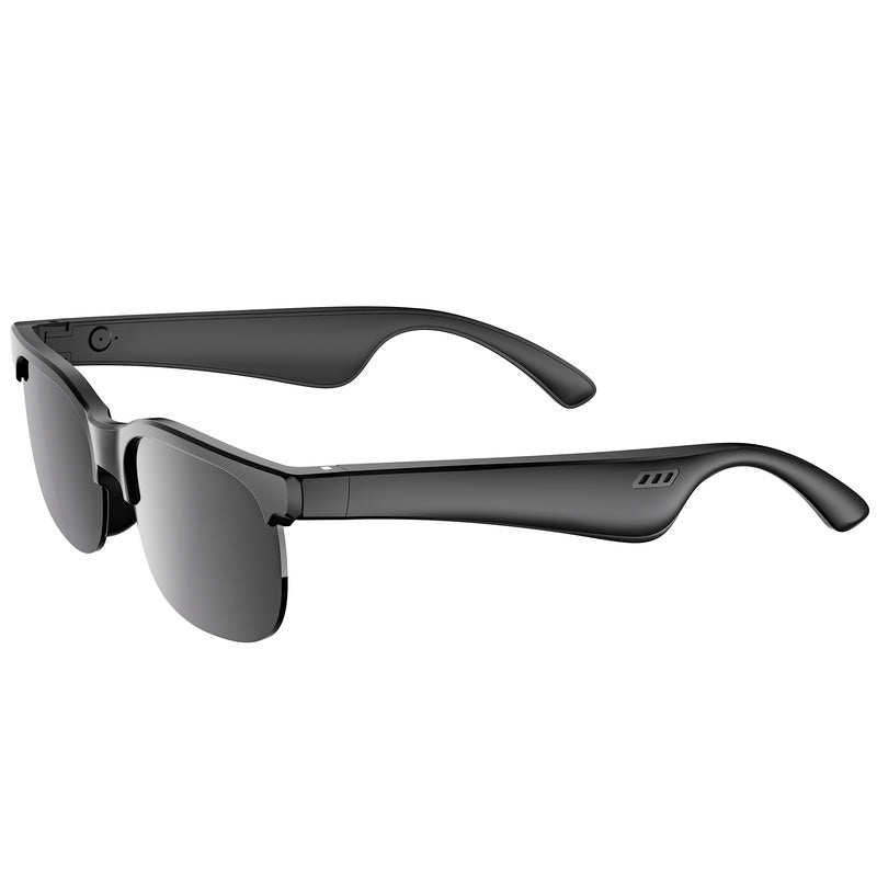 Bluetooth Audio Glasses 2-in-1 Wireless Smart Glasses with Built-in Stereo Speakers, USB-C Charging, Lightweight Open-Ear Sunglasses for Music, Gaming, and Video Calls, Compatible with iPhone and Android (Black/White)