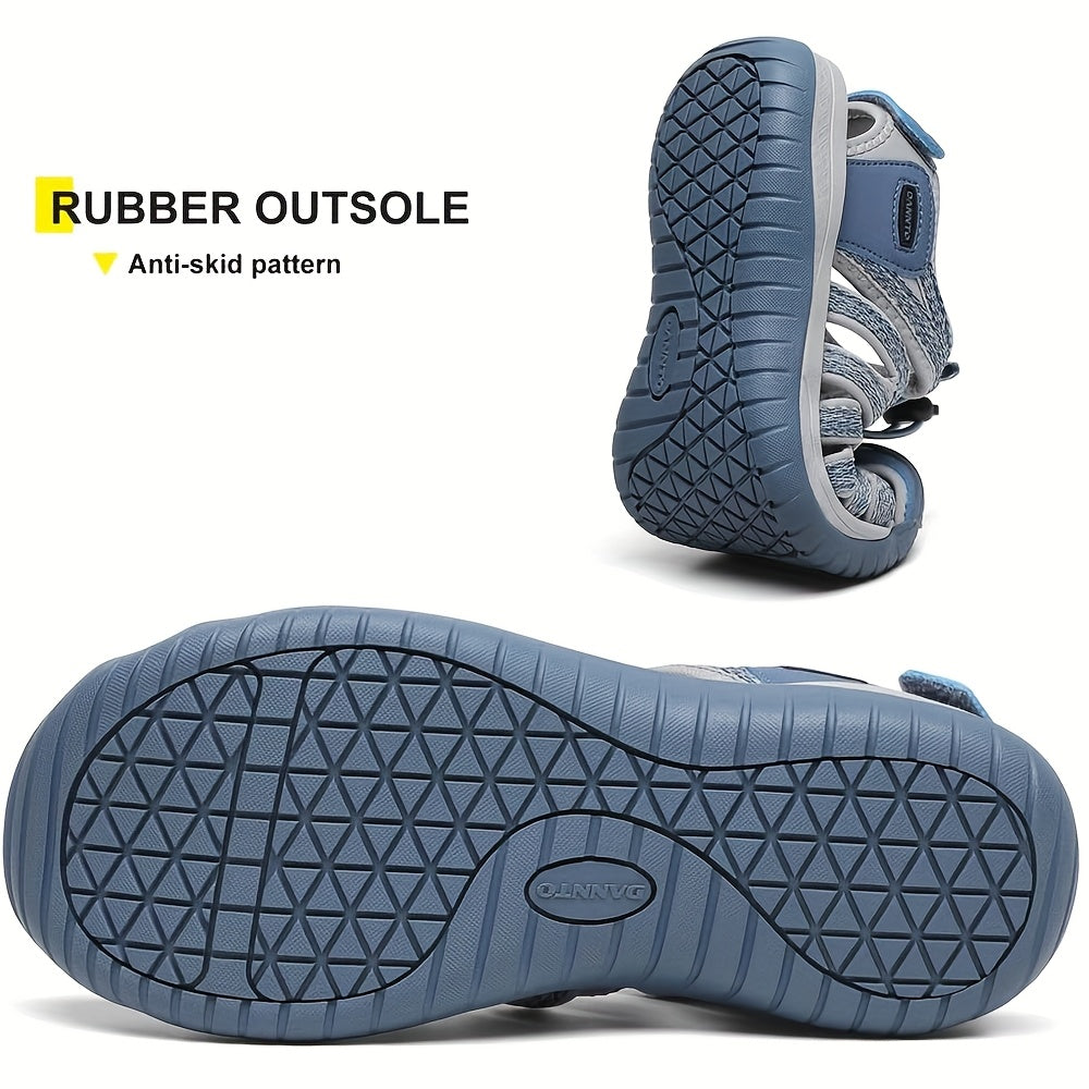 Women's Closed-Toe Hiking Sandals, Lightweight Non-Slip Water Sandals with Adjustable Bungee Lace & Hook-and-Loop Strap, Breathable Athletic Sport Outdoor Shoes for Beach, Camping, Fishing, Travel, and Walking