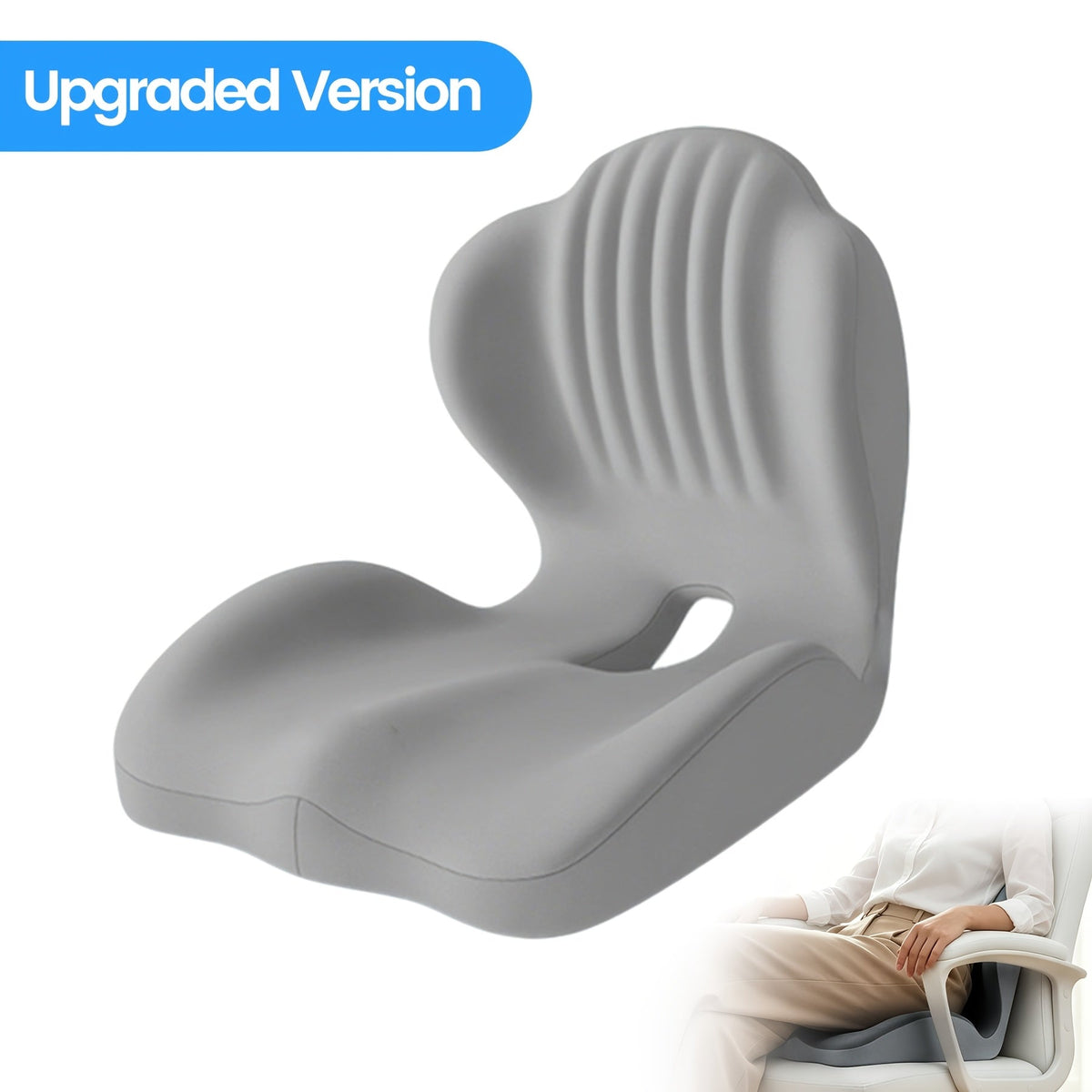 Ergonomic Memory Foam Seat Cushion with Back Support & Breathable Hollow Design – Comfortable Coccyx Cushion for Office Chair, Car Seat, and Long-Term Sitting, Unisex