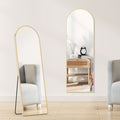 Arched Full Body Floor Mirror with Stand - 59×16in, Moisture & Shatter-Resistant Nano Glass, Vertical Grooming Mirror - Office & Home Decor - Golden